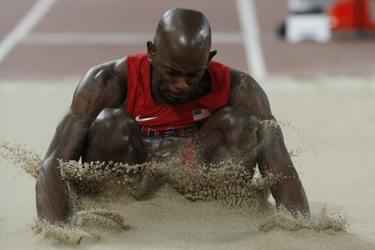 Jeff Henderson, who entered the long jump competition as one of the favorites, finished ninth.