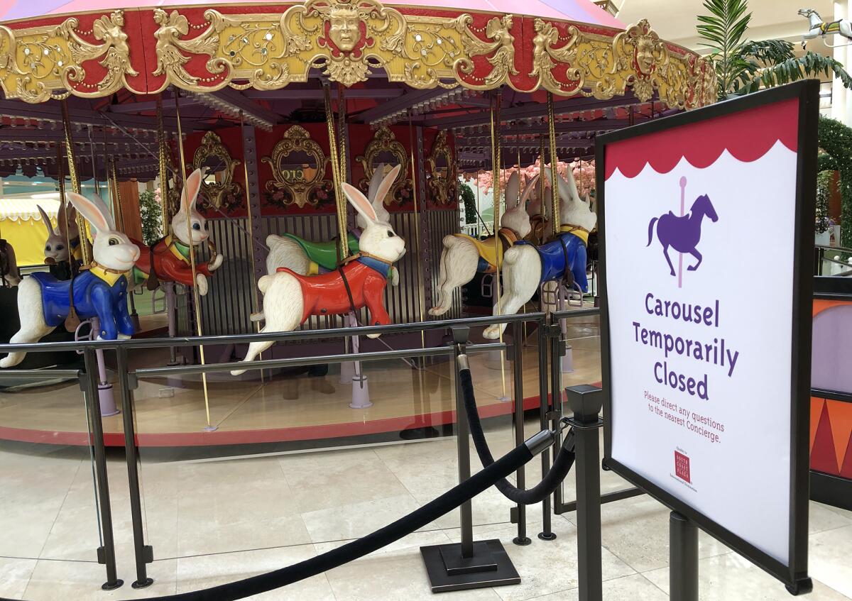 The Carousel at South Coast Plaza in Costa Mesa closed to visitors in March 2020. 