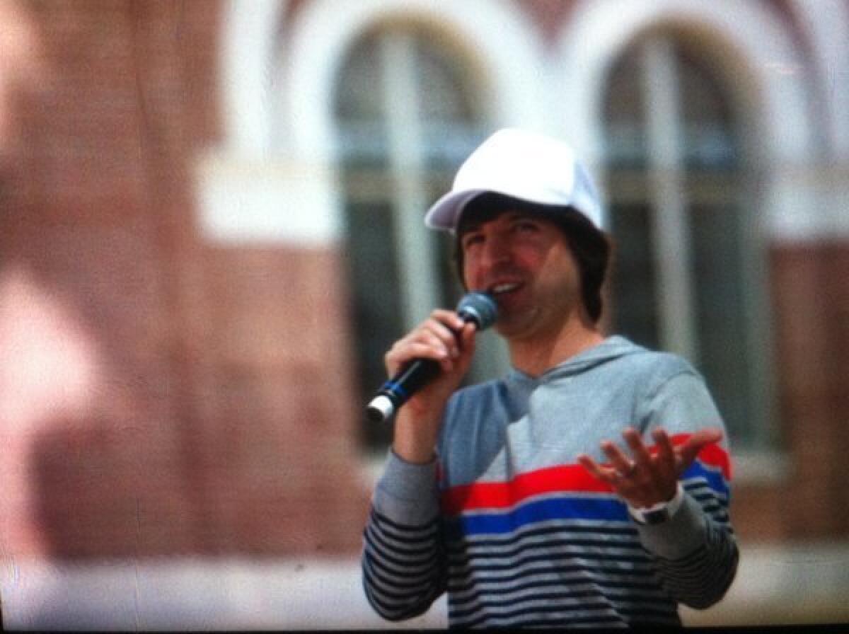 Demetri Martin brought his one-man shtick to the Festival of Books on Sunday.