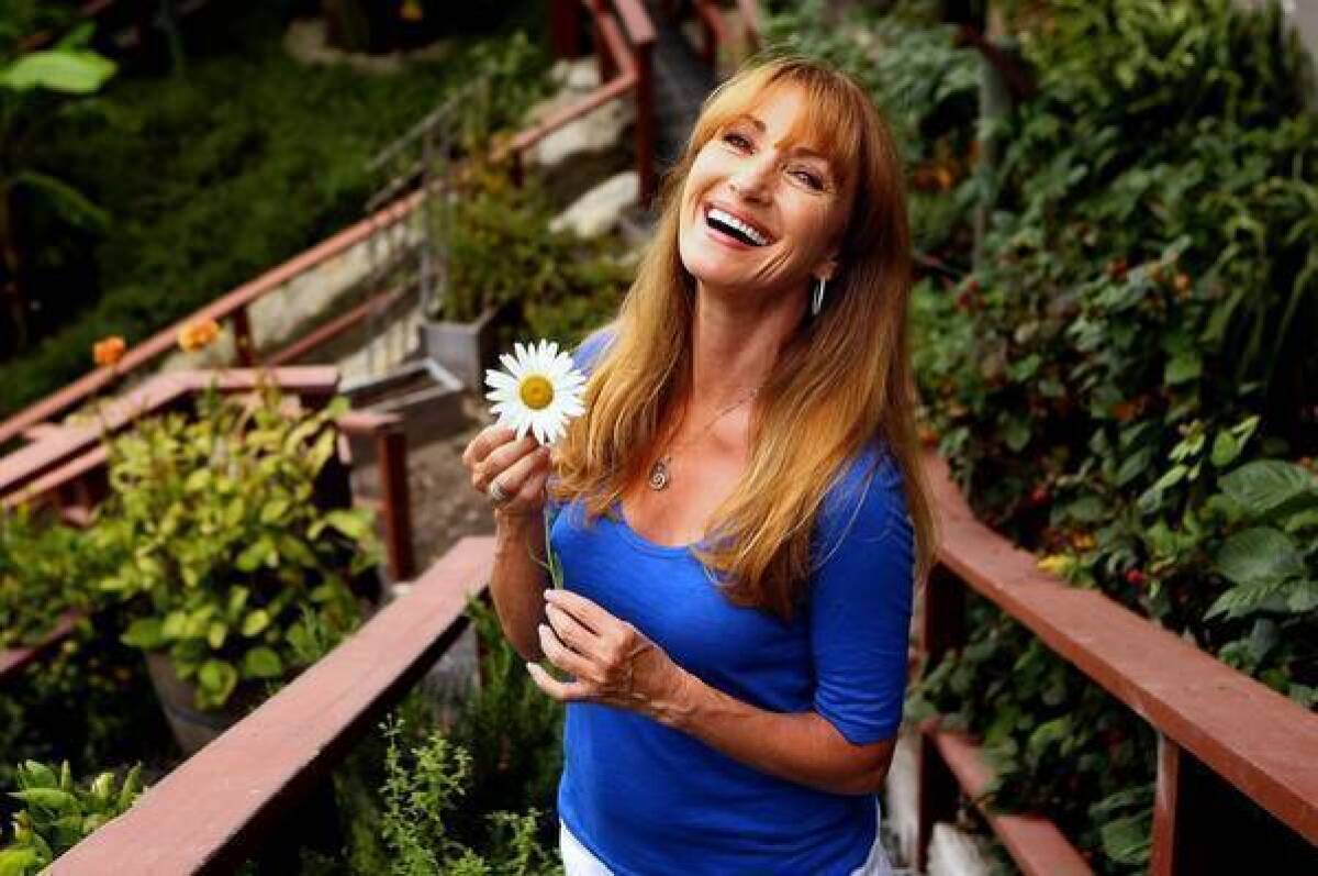 Jane Seymour in her garden at her home in Malibu. She says she often just goes out to the garden to grab a bite.