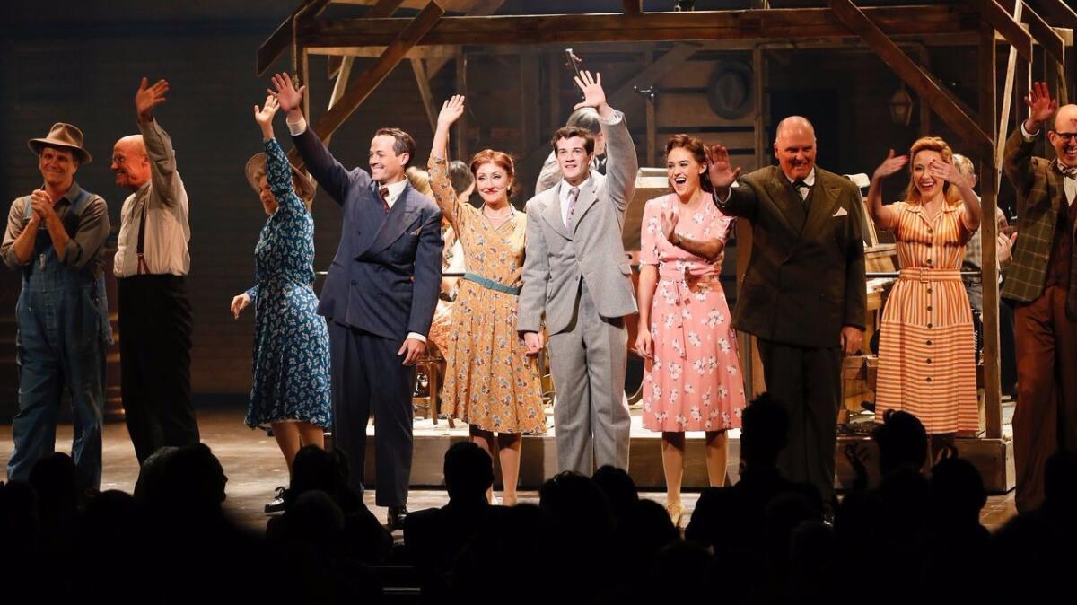 The cast takes its bow after the opening-night performance of "Bright Star."