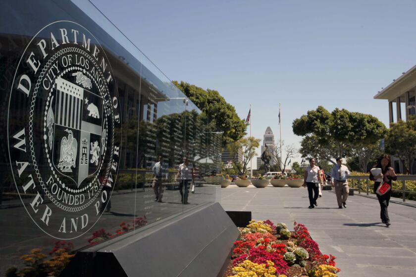 The exterior of the Los Angeles Department of Water and Power buiilding.