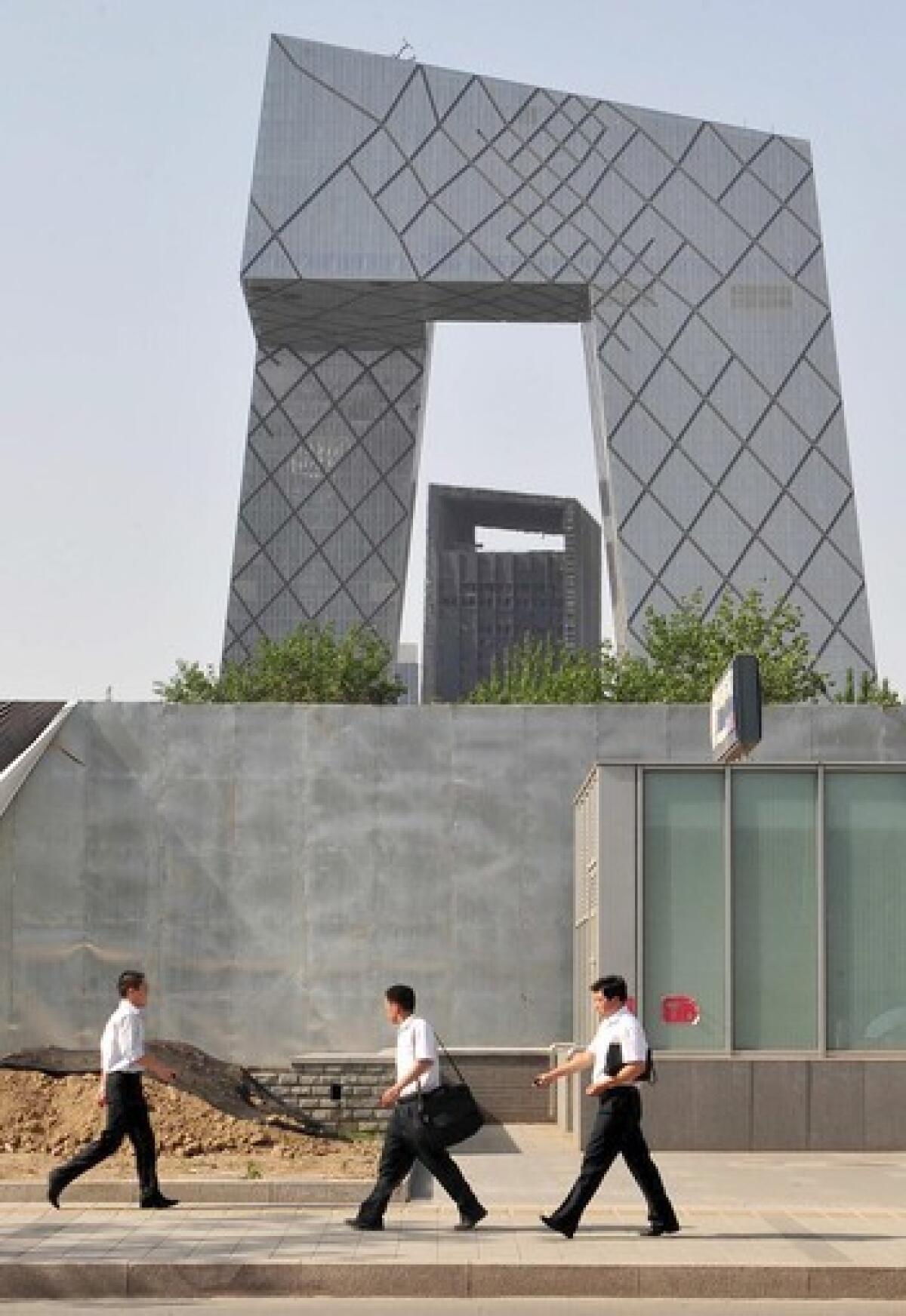 The CCTV Tower in Beijing was designed by Rem Koolhaas and Ole Scheeren.