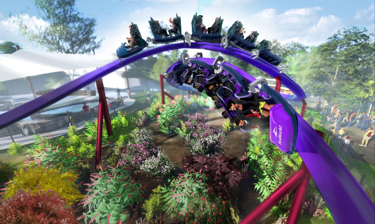 Tidal Twister, a new "dueling" trains roller coaster will open May 24 at SeaWorld San Diego.