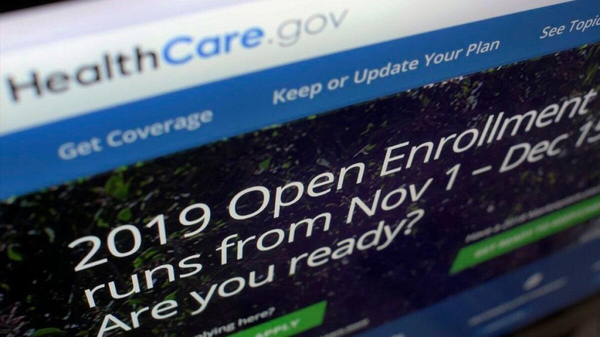 The HealthCare.gov website on a computer screen in New York in October 2018.