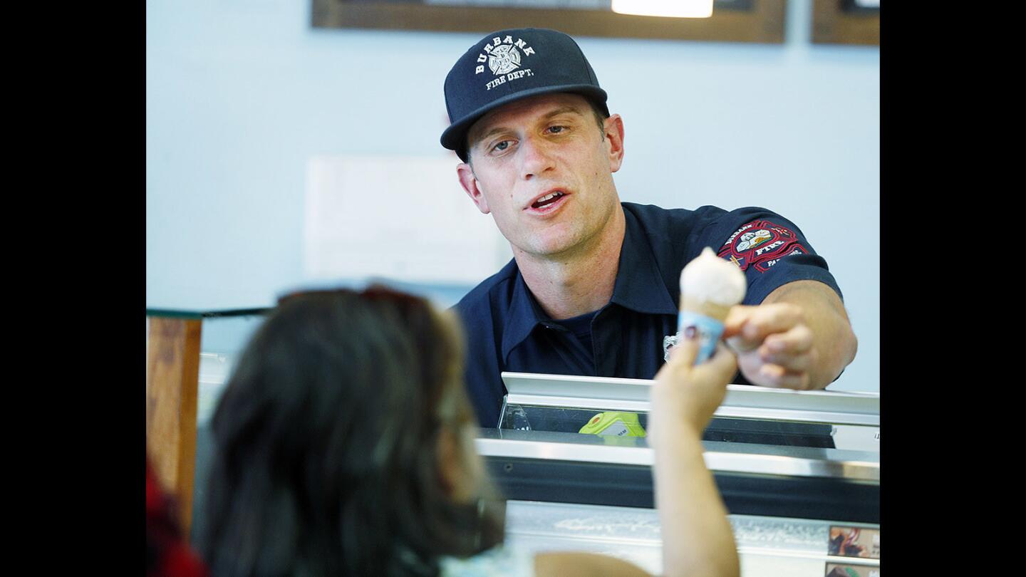 Photo Gallery: Free Cone Day at Ben & Jerry's with help from Burbank Fire Department