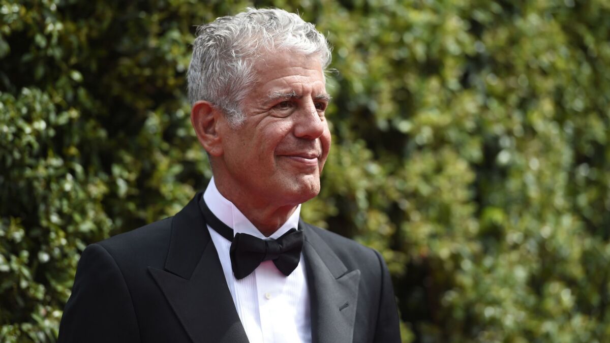 Anthony Bourdain arriving at the Creative Arts Emmy Awards in Los Angeles in 2015.