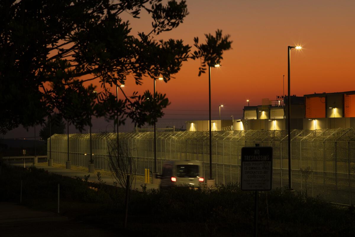 The Otay Mesa Detention Center seen at sunset