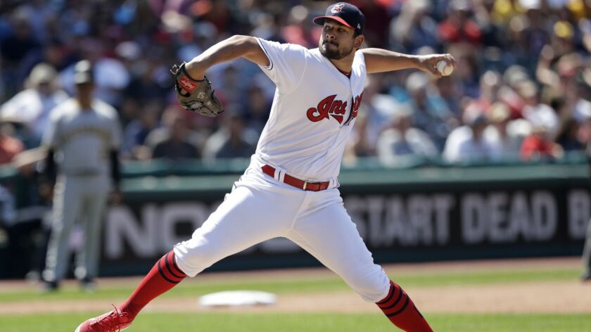 Cleveland Indians relief pitcher Brad Hand delivers in the ninth inning of a baseball game against the Pittsburgh Pirates, Wednesday, July 25, 2018, in Cleveland. (AP Photo/Tony Dejak)