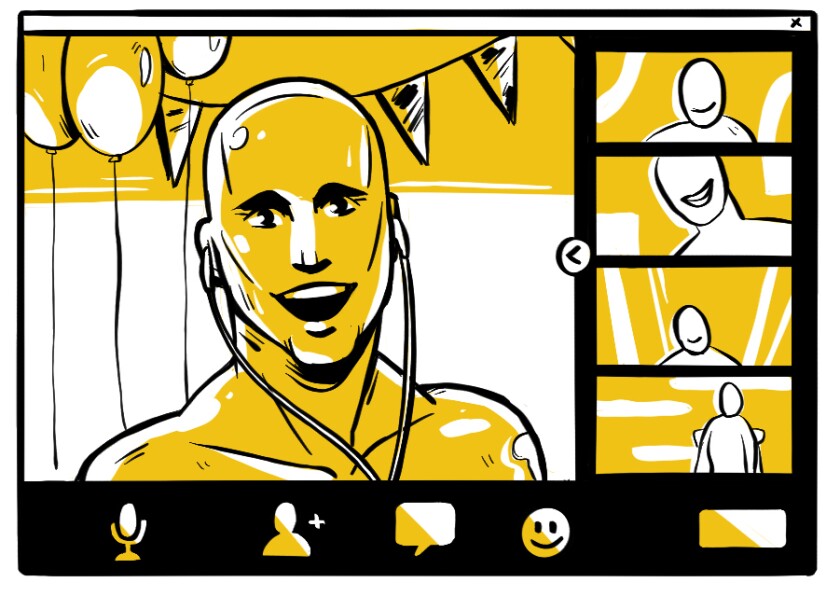 Illustration of a Zoom party