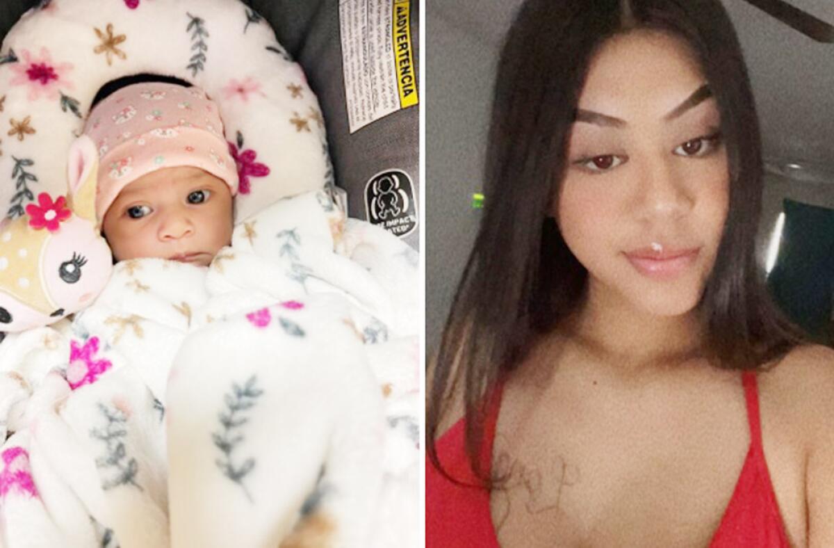 Side by side photos of Yanelly Solorio-Rivera and her infant daughter