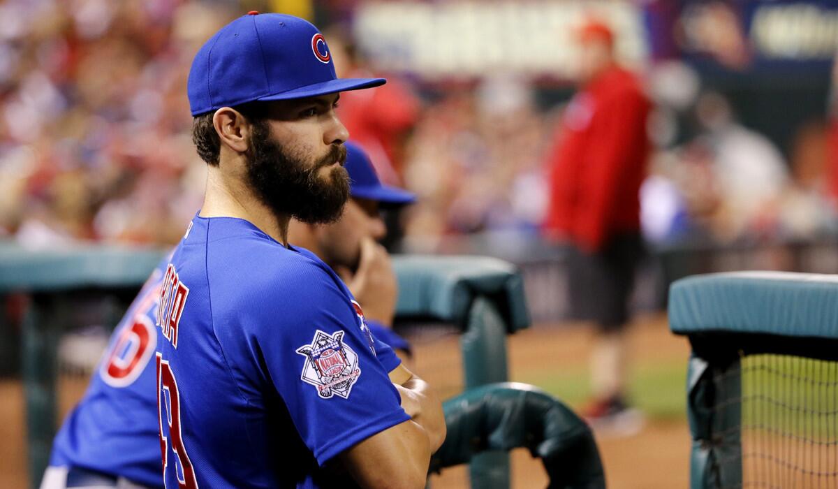 Cubs' Jake Arrieta is calm ahead of playoff start against Cardinals - Los  Angeles Times