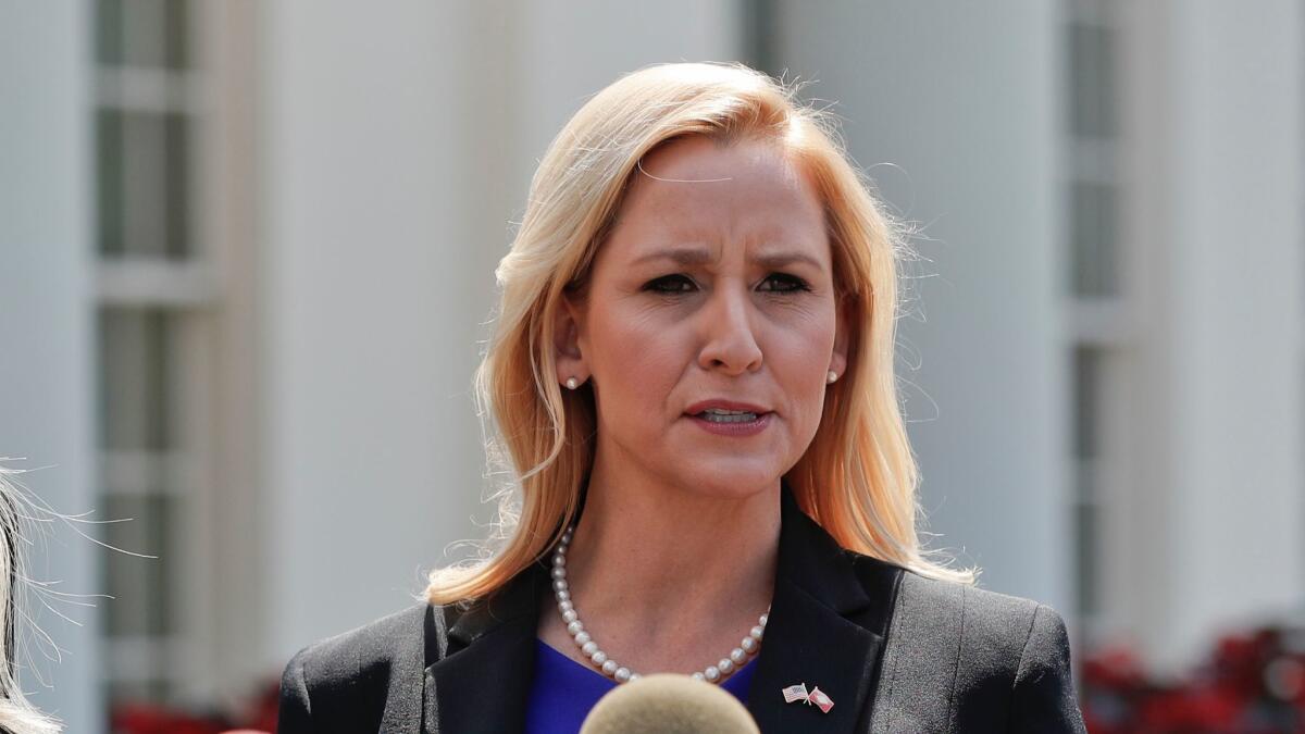 Arkansas Atty. Gen. Leslie Rutledge, shown at the White House in June, intends to appeal a judge's ruling that blocked new state laws restricting abortion.