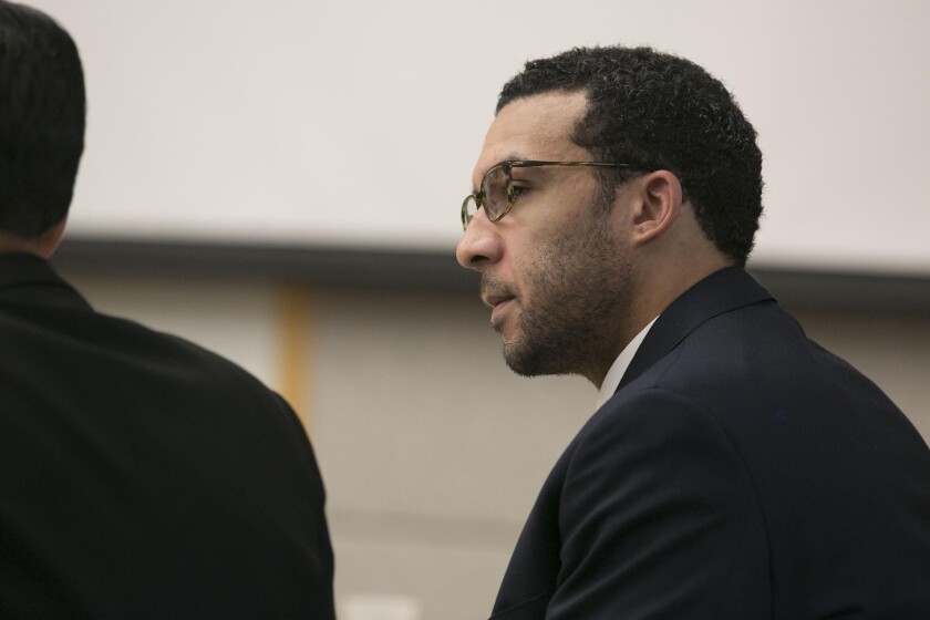 Former NFL player Kellen Winslow II looks on during his trial in 2019.