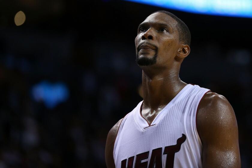 Miami Heat forward Chris Bosh during a game against the Houston Rockets in November.