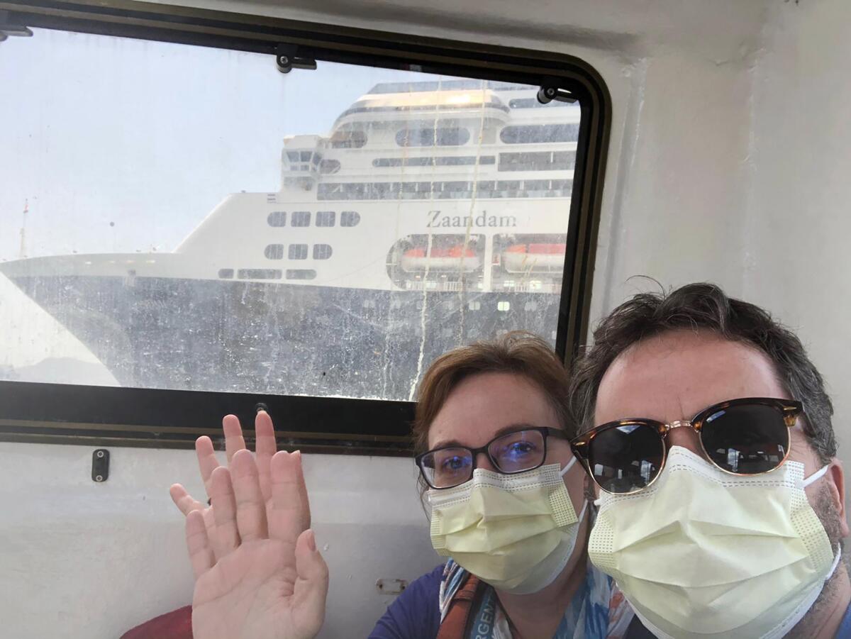 Laura Gabaroni and her husband, Juan Huergo, are among those aboard the Zaandam cruise ship.