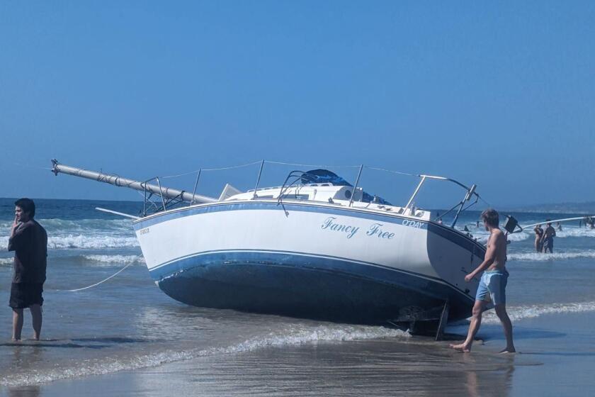 This boat washed up in La Jolla Shores, and lifeguards are trying to find the owner.