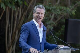 SAN DIEGO, CA - AUGUST 08: Gov. Gavin Newsom speaks during the ceremony for the public debut of two giant pandas - Yun Chuan and Xin Bao - at the San Diego Zoo in San Diego, CA on Thursday, Aug. 8, 2024. (Myung J. Chun / Los Angeles Times)