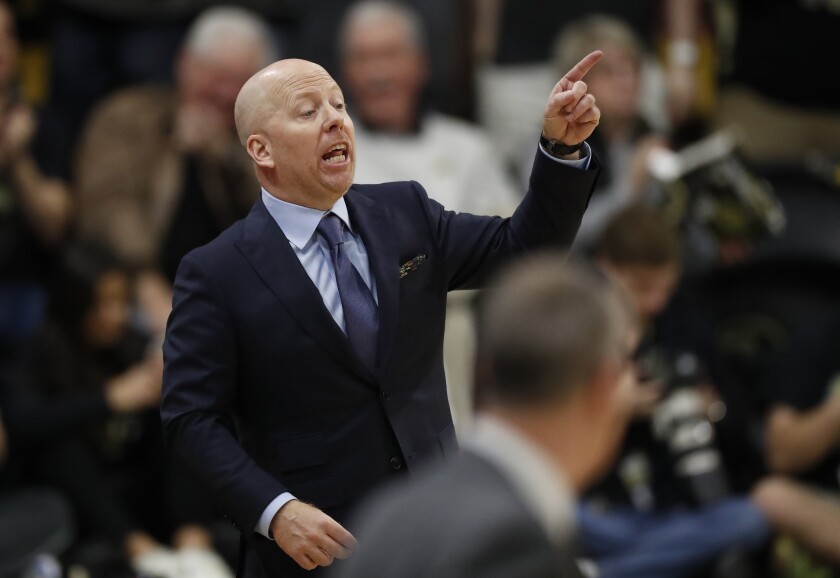 UCLA coach Mick Cronin in the first half of a game against Colorado on Feb. 22 in Boulder, Colo.