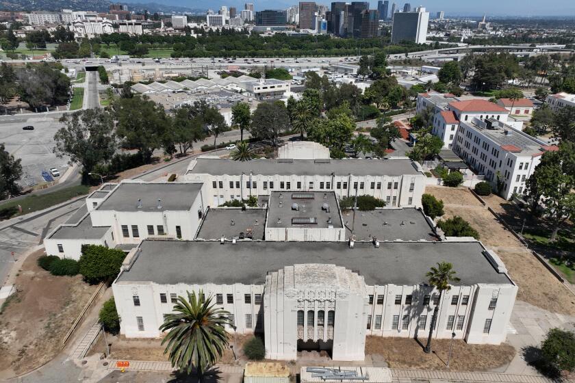 Los Angeles, CA - August 03: Aerial view of Bldg. 13 at The West Los Angeles Veterans Campus in The West Los Angeles Veterans Campus in Los Angeles Saturday, Aug. 3, 2024. [Allen J. Schaben / Los Angeles Times)