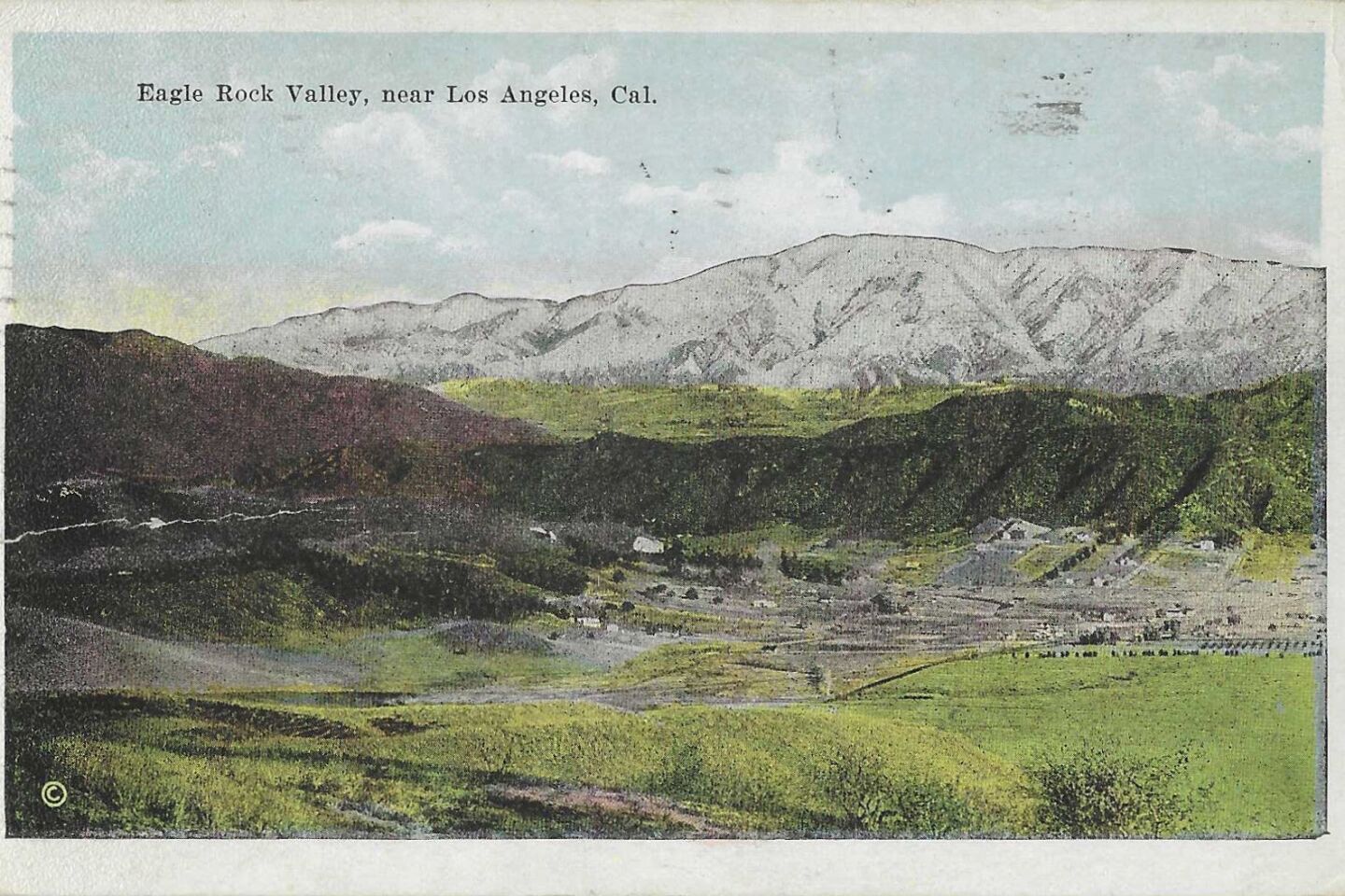 Vintage postcard depicts "Eagle Rock Valley, near Los Angeles, Cal."