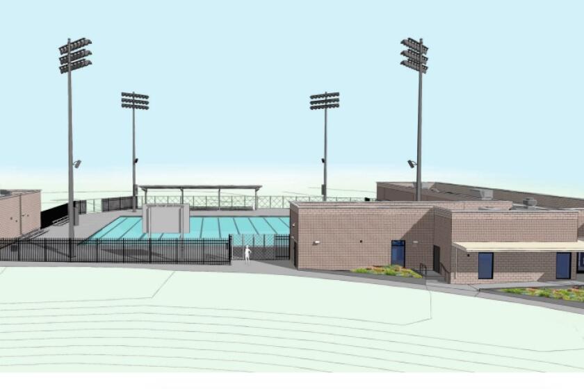 A rendering of the new aquatics complex at Torrey Pines High School.