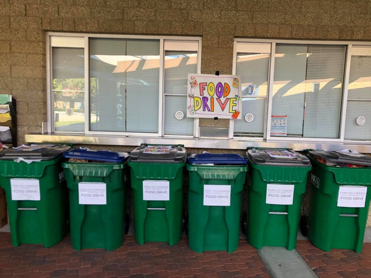 University High students collected 6 large trash bins of canned and boxed food 