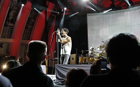 Brandon Boyd, lead singer of Incubus leads the band at Hollywood Bowl.
