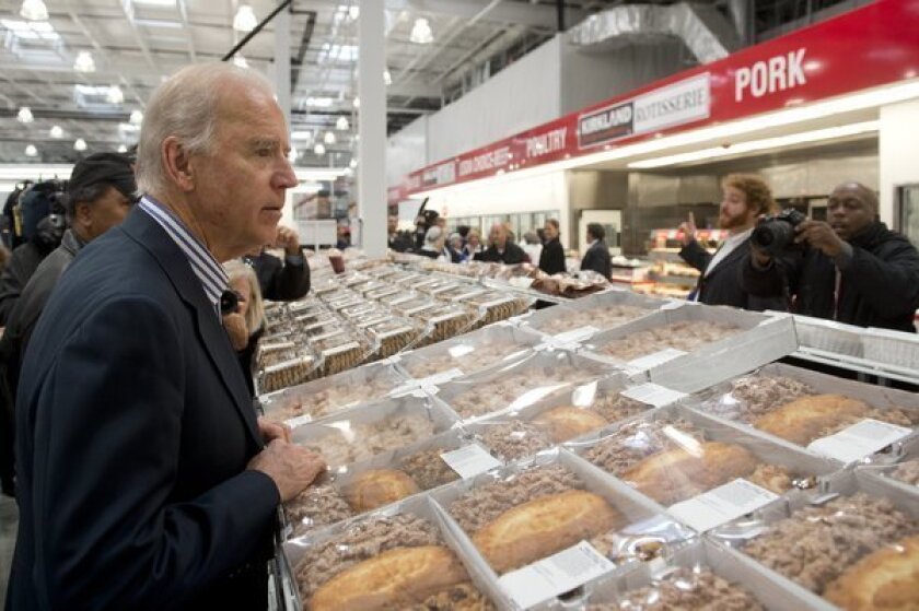 Vice President Joe Biden shops during a visit to a Costco store in Washington, D.C.