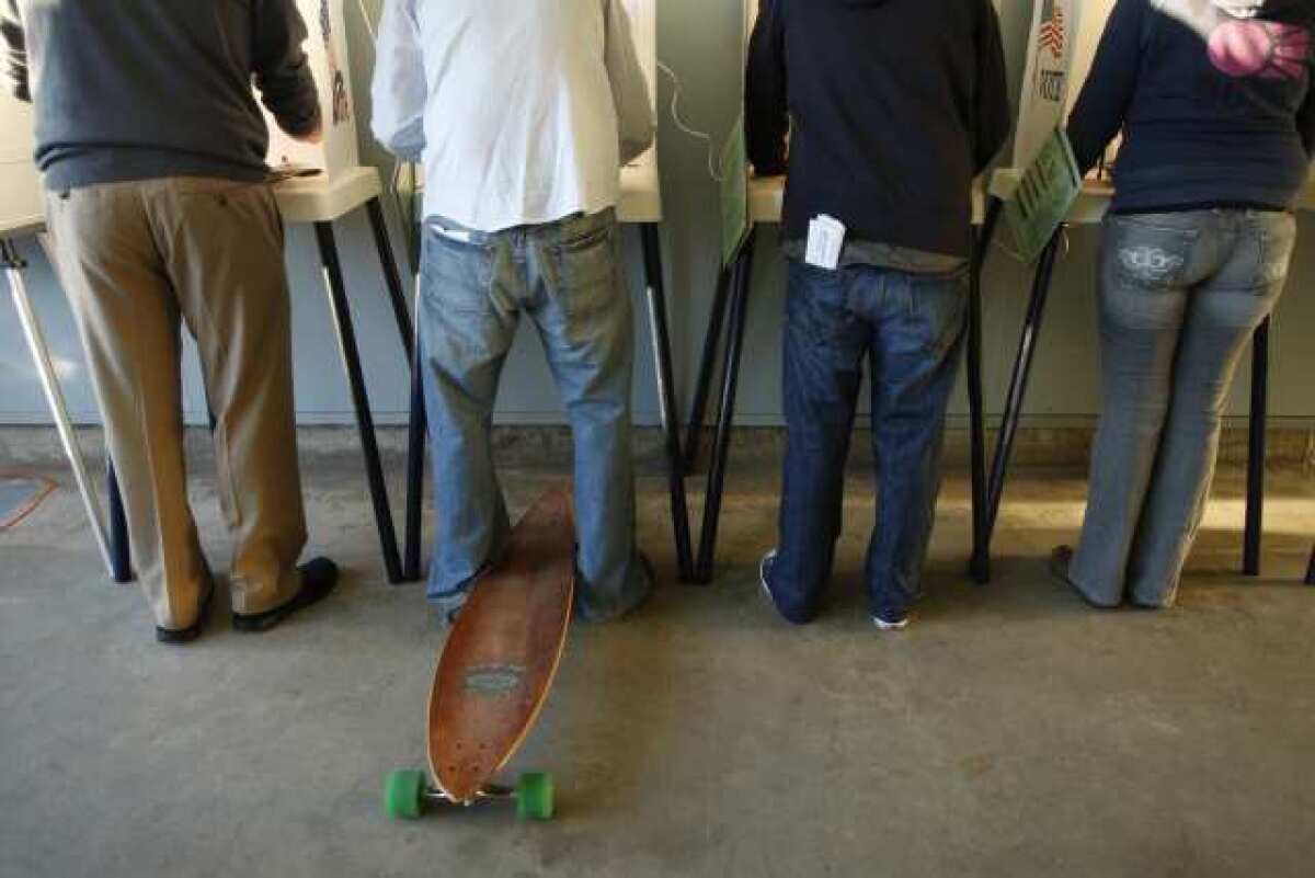 California voters cast their ballots on Nov. 2, 2010, in Venice.