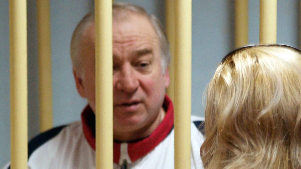 Former Russian military intelligence officer Sergei Skripal in court in Moscow on Aug. 9, 2006. He was convicted of being a double agent for Britain, where he was eventually given refuge in 2010 and was found critically ill on Sunday.