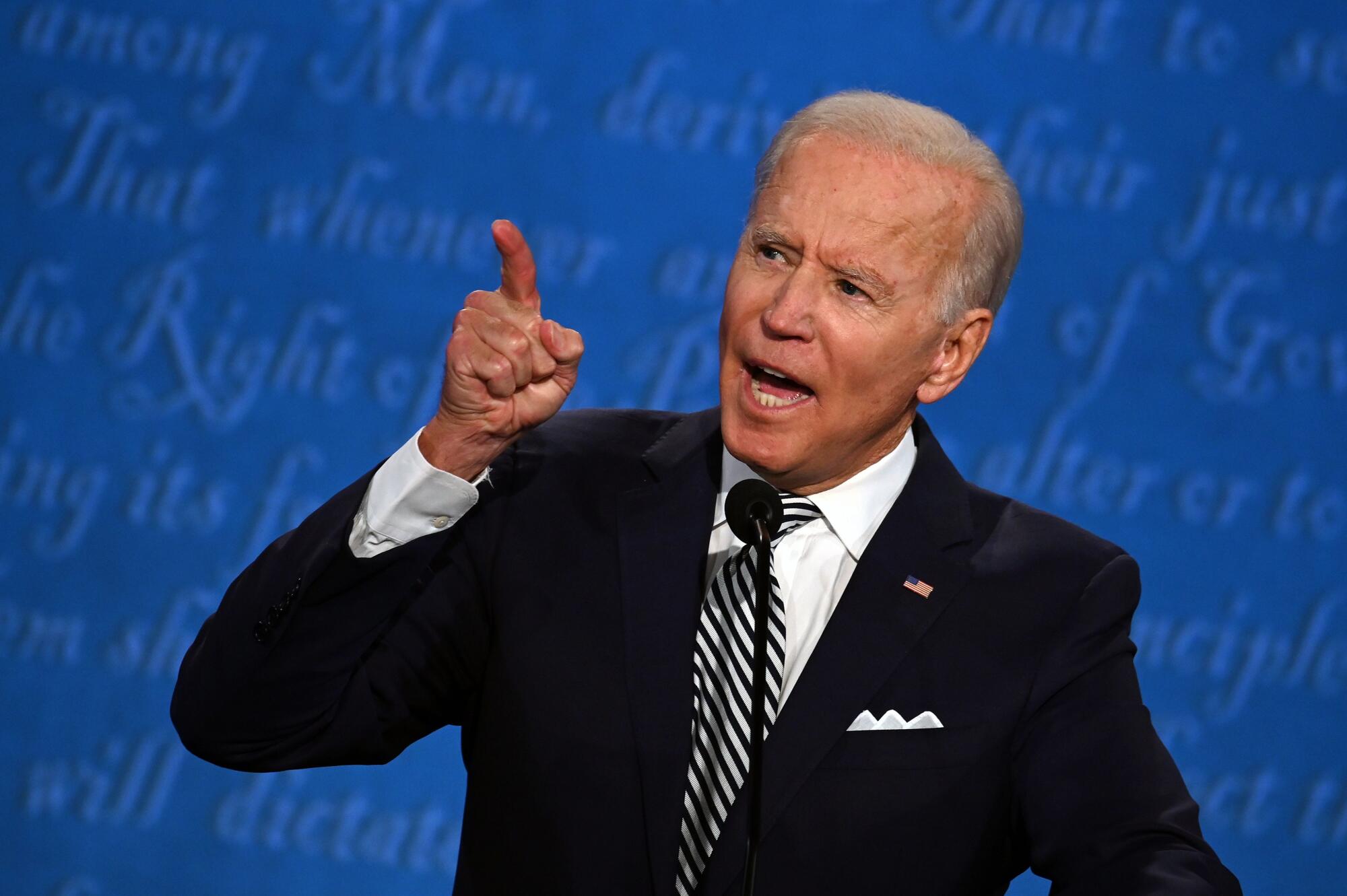 Joe Biden speaks during a debate