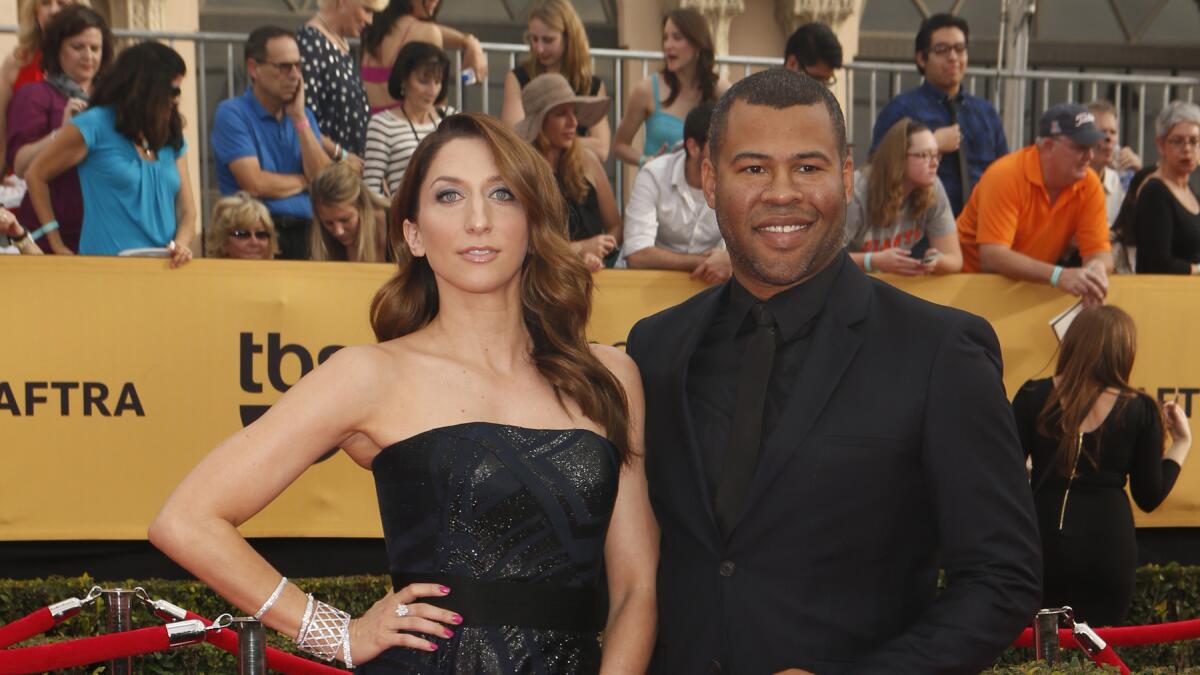 Chelsea Peretti and Jordan Peele attend the Screen Actors Guild Awards at the Shrine Auditorium in Los Angeles on Jan. 25.