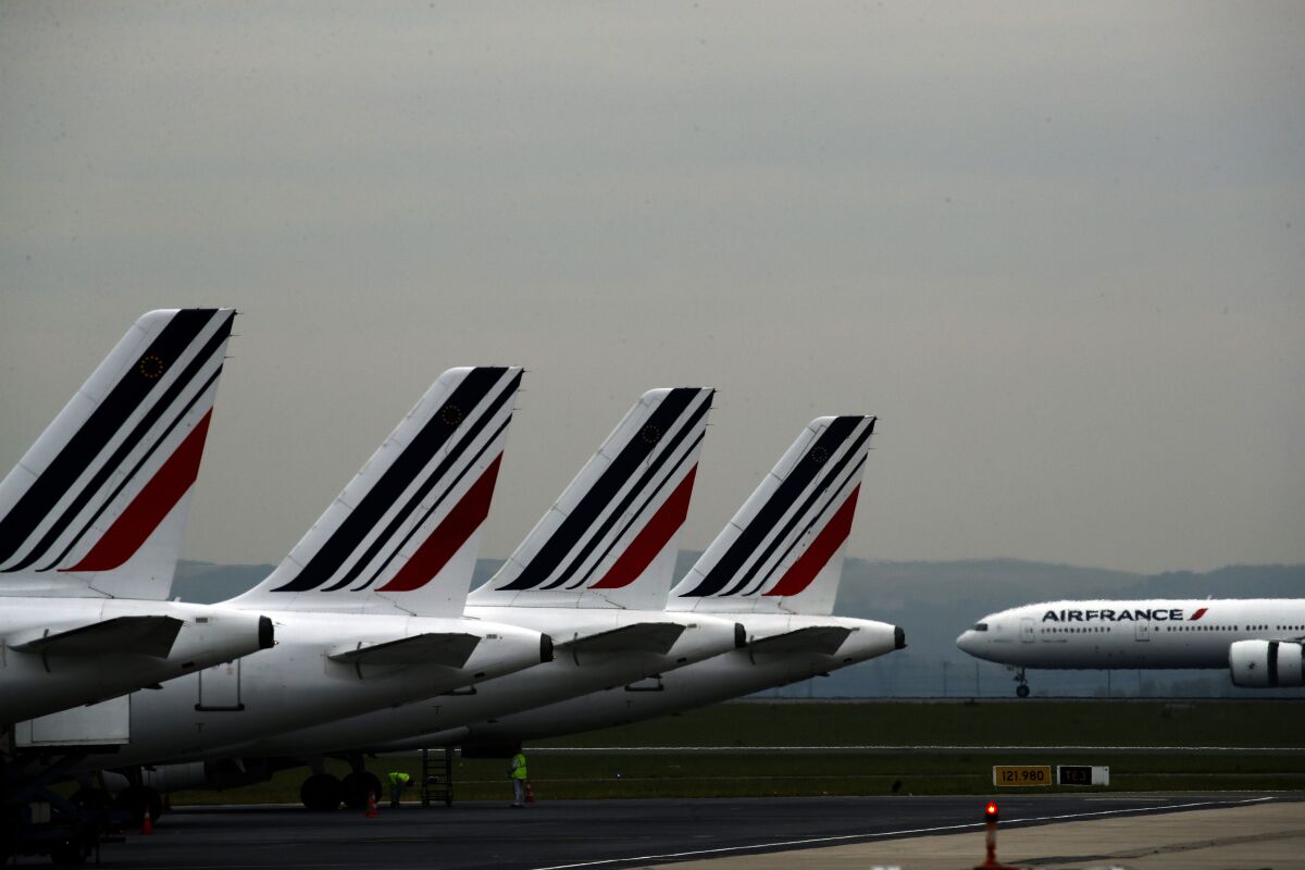 Aviones de Air France en el aeropuerto Charles de Gaulle de París el 17 de mayo de 2019. 
