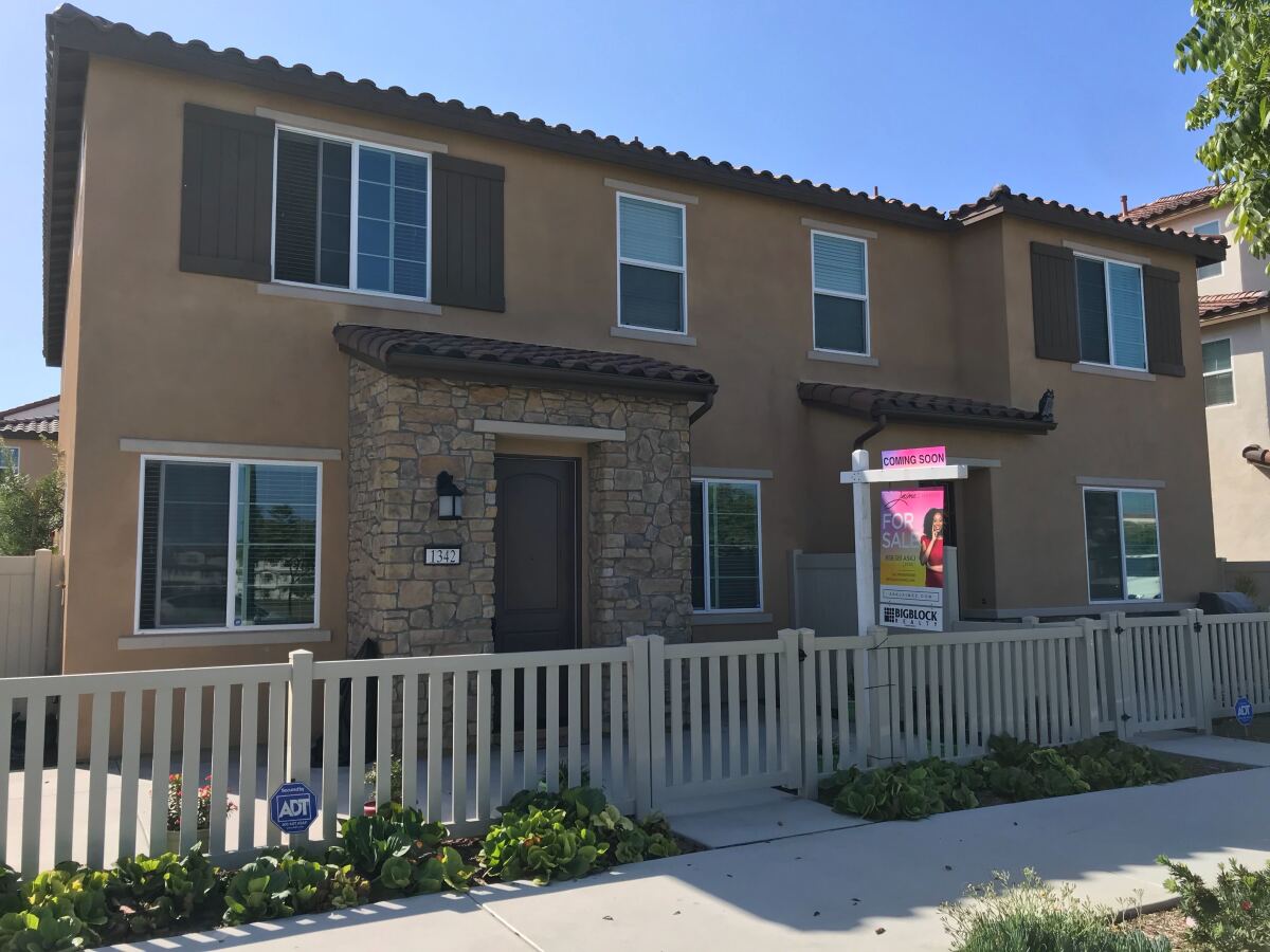 A townhouse for sale in the Otay Ranch area of Chula Vista in September 2019.