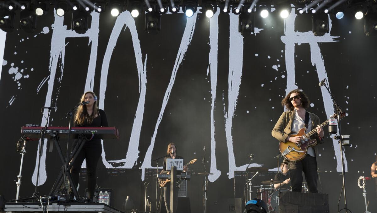 Hozier performs at Coachella on Saturday.