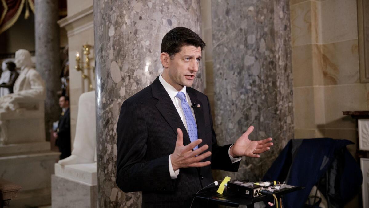 House Speaker Paul Ryan speaks in support for the Republican healthcare bill. (J. Scott Applewhite / AP)