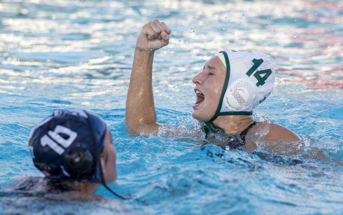 Edison's Lilyanna Larson celebrates after scoring the go-ahead goal against San Juan Hills during the Division 2 semifinals.