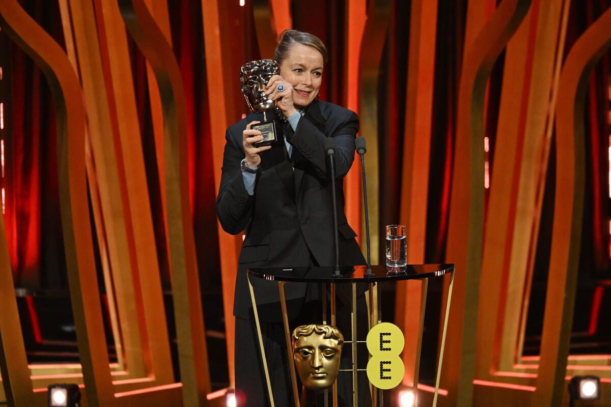 Samantha Morton accepts a public-service honor, the highest given at the BAFTAs.