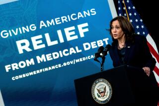 US Vice President Kamala Harris delivers remarks on medical debt relief at an event in the South Courtyard Auditorium of the Eisenhower Executive Office Building, next to the White House, in Washington, DC, April 11, 2022. (Photo by Stefani Reynolds / AFP) (Photo by STEFANI REYNOLDS/AFP via Getty Images)