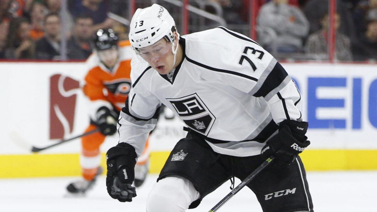 Kings forward Tyler Toffoli skates with the puck before scoring a short-handed goal against the Philadelphia Flyers on Oct. 28.