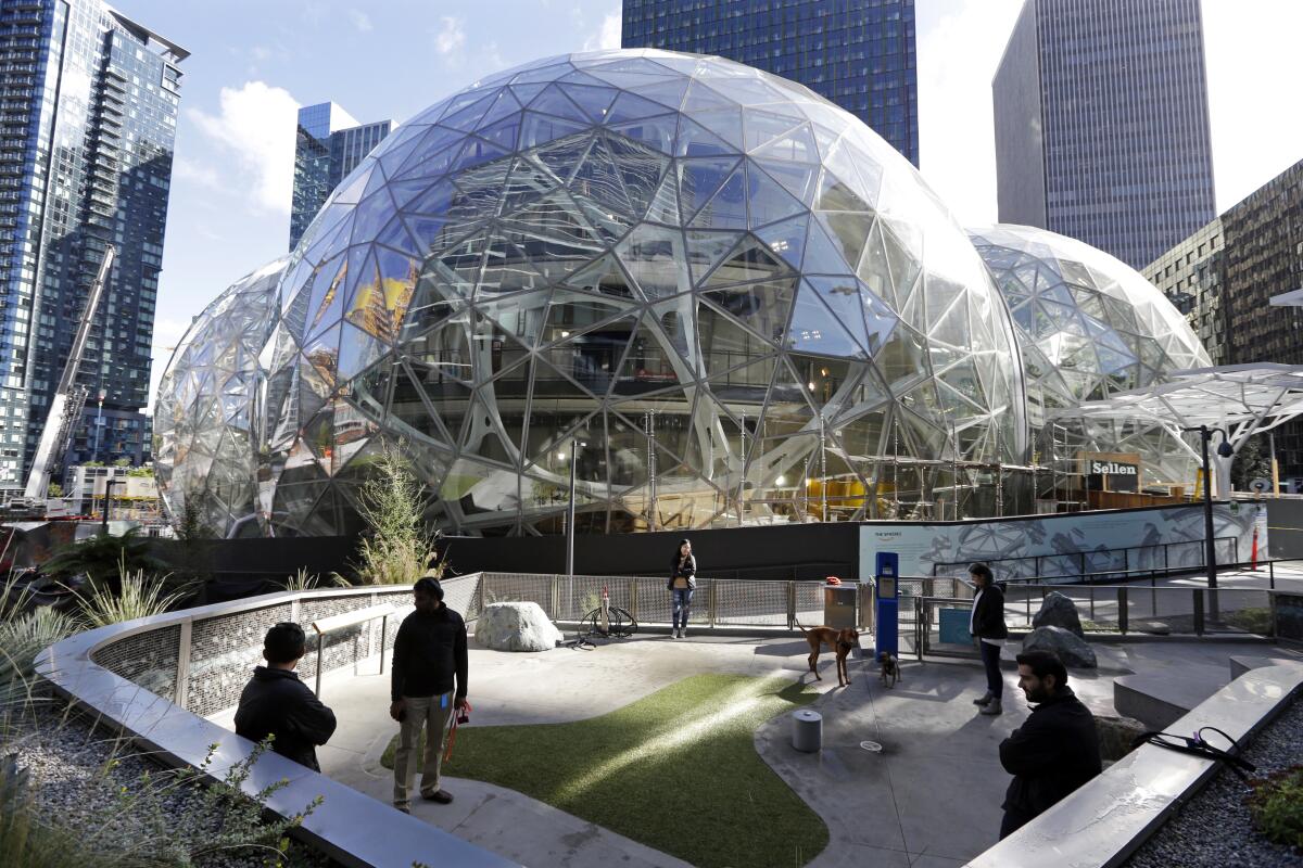 Amazon's globe-shaped buildings in Seattle. 