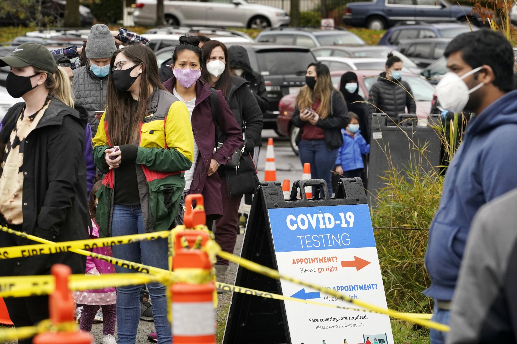 Seattle: People line up to be tested for the coronavirus at a free testing site in Seattle.