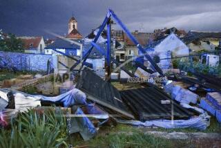 View of the wreckage after a Tornado hit the village of Moravska Nova Ves in the Hodonin district, South Moravia, Czech Republic, on Thursday, June 24, 2021. A rare tornado hit towns and villages in southeast part of the country, injuring some 150 people and damaging hundreds of houses. Some 200 police officers have been deployed in the region to help the rescue workers. (Vaclav Salek/CTK via AP)