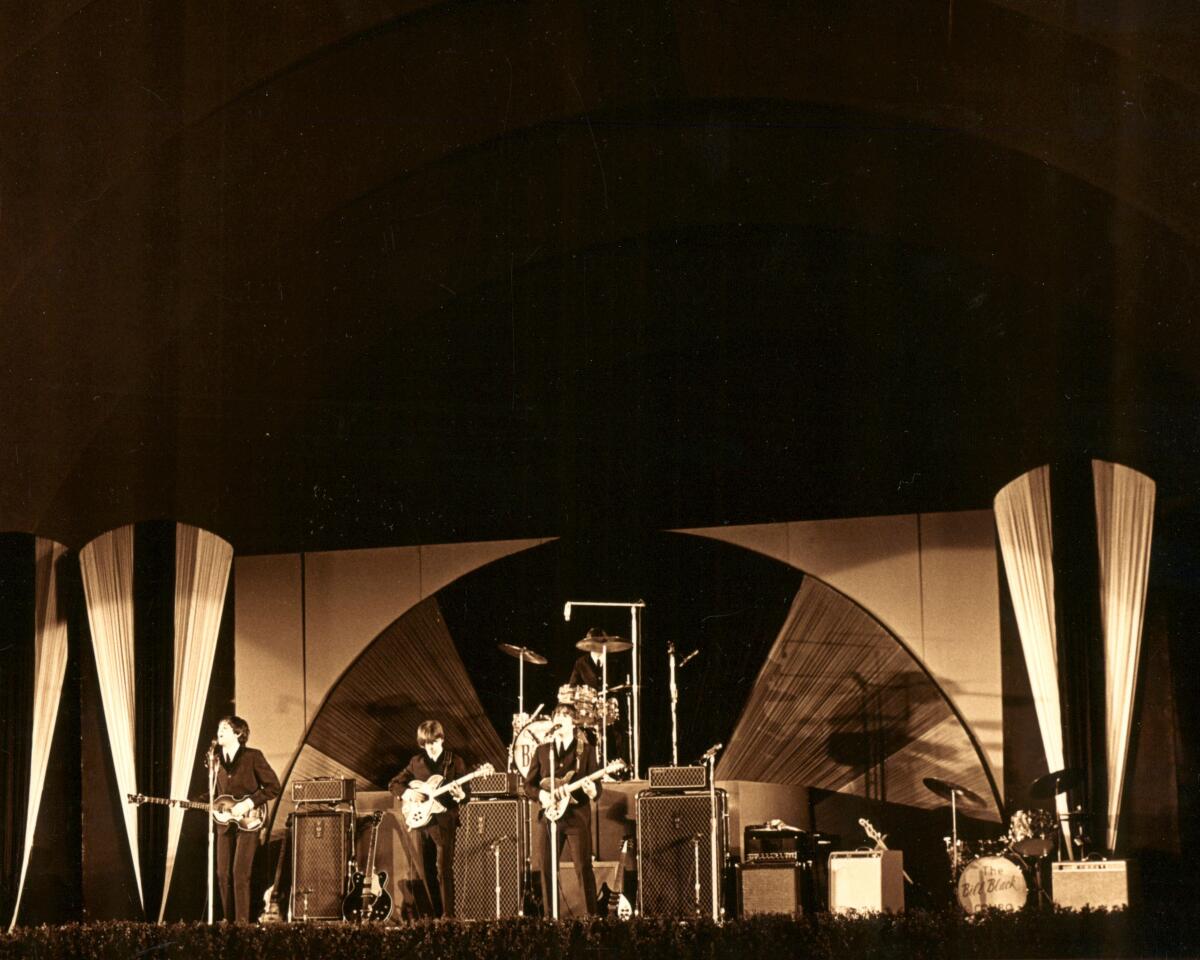 The Beatles performing at the Hollywood Bowl, Aug. 23, 1964.