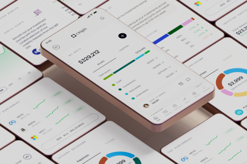 A photo description of the origin financial app