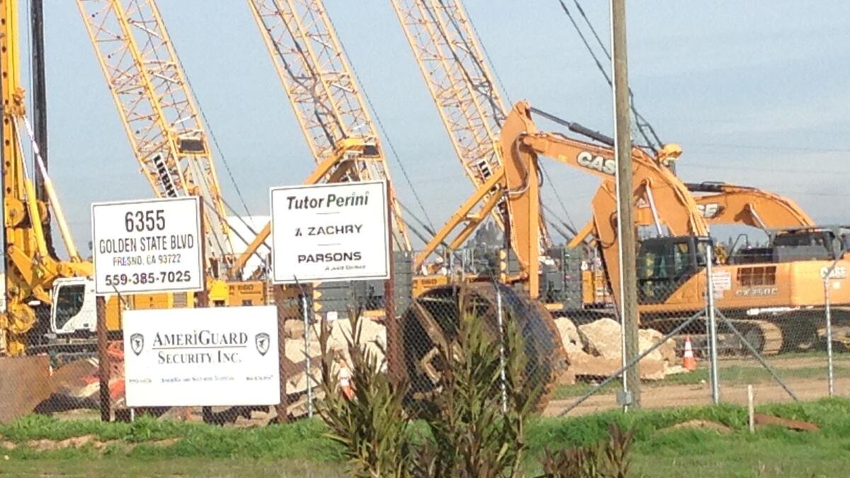 Tutor Perini cranes and other heavy construction equipment is shown in this 2016 file photo.