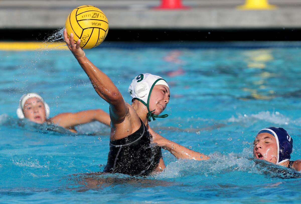 Edison's Lily Worley (9) shoots against Yucaipa during the first half of Saturday's Division 2 title match.