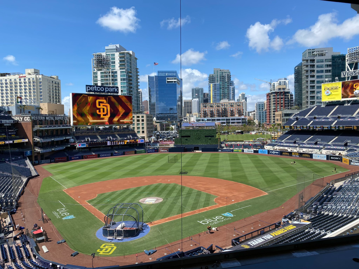 Petco Park in San Diego before a game between the Padres and Los Angeles Dodgers.