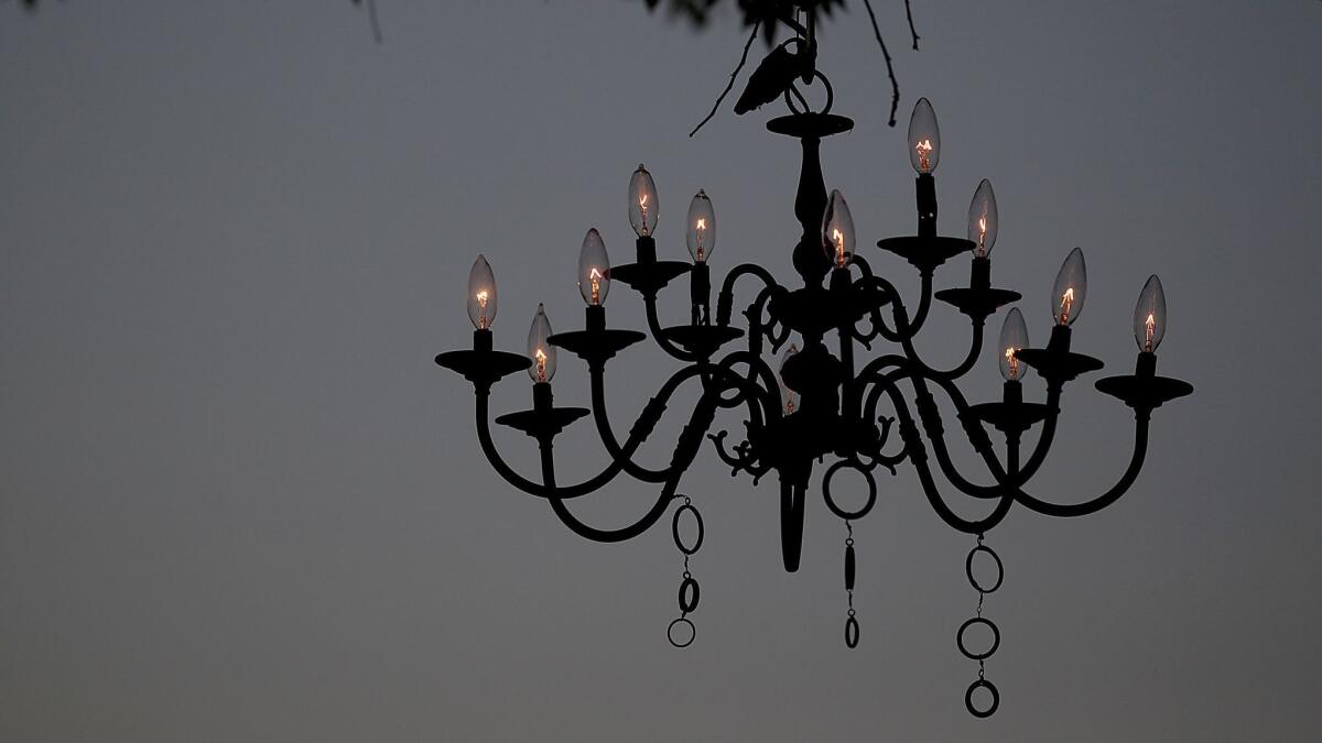 A closer look at the chandeliers.